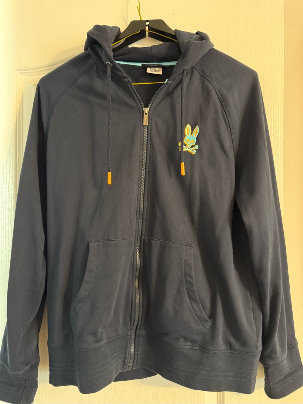 Psycho Bunny Navy Hoodie with Teal Trim and Bunny Logo